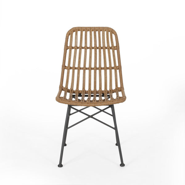 English Elm Sawtelle Outdoor Dining Chair Set Rattan Wrapped Metal Frame Patio Seating 65487.00LBRN