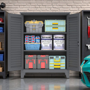 English Elm 47'' Heavy-Duty Metal Tool Storage Cabinet Slate - Space-Saving Wall Mount, Adjustable Shelves, Pegboard Organizer W3387P351632