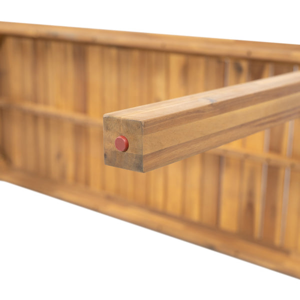 English Elm Christopher Knight Home® - Rectangular Acacia Outdoor Bar Table in Light Teak — 36.5" Bar Height, Slatted Top, Weather-Resistant Finish N776P247430L