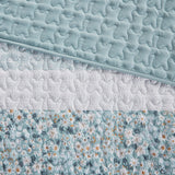 Madison Park Caralie Shabby Chic 4 Piece Seersucker Quilt Set with Throw Pillow MP13-8289 Aqua