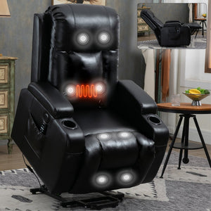 English Elm Infinite Power Lift Recliner with Massage Heat Usb Port and Cup Holders for Elderly W1803S00056