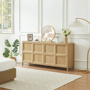 English Elm 67'' Scandinavian Oak Sideboard with Touch Latch Doors Soft Close Hinges Living Room Storage Oak W1820P420817