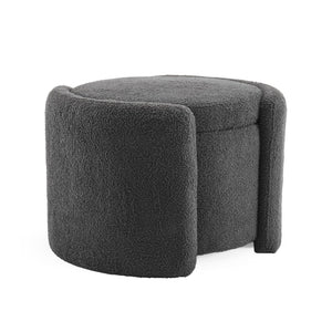 English Elm Christopher Knight Home® - Cozy Boucle Storage Ottoman with Plush Lamb Fleece, Hidden Compartment, Sturdy 250 lb Capacity DARK GREY N769P199879G