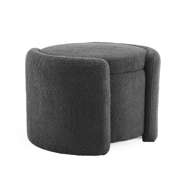 English Elm Christopher Knight Home® - Cozy Boucle Storage Ottoman with Plush Lamb Fleece, Hidden Compartment, Sturdy 250 lb Capacity DARK GREY N769P199879G
