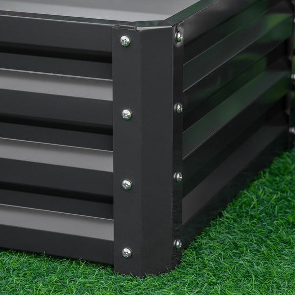 English Elm Outsunny 2-Piece Galvanized Metal Raised Garden Bed Planter Set For Vegetables, Herbs, And Flowers W2225P174439-GIGA