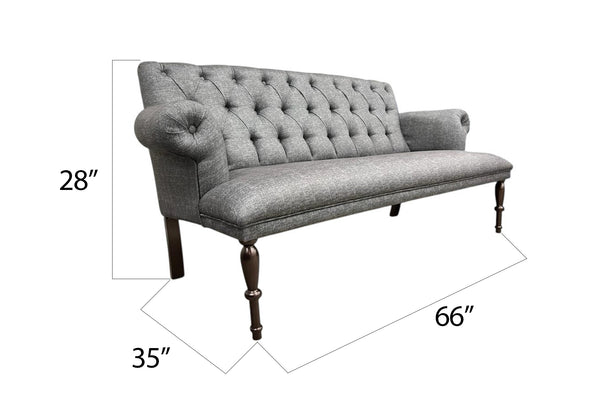 English Elm 66" Modern Loveseat with Button-Tufted Back, Rolled Arms & Solid Wood Turned Legs for Compact Spaces Grey B029P333526