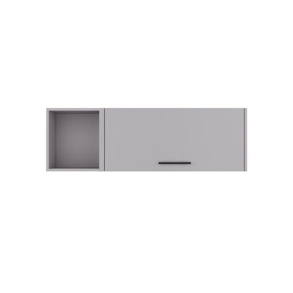 English Elm Aster 47" Wall Cabinet Smoke Grey with Lift-Up Door & Open Shelf, 2-Compartment Space Saver B200P235830