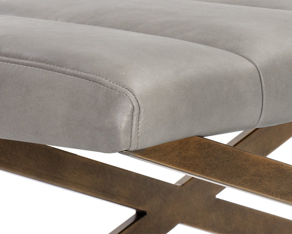Sunpan Kammi Elegant Modern Bench with Antique Brass X-Base and Channel Tufting for Timeless Style Bravo Metal