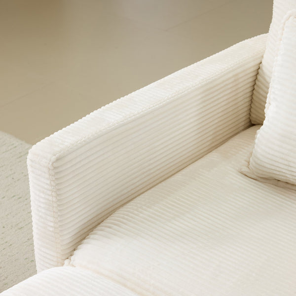 English Elm 54" Plush Cloud Sofa Modular Single with Ottoman, Beige Corduroy, High-Resilience Foam, Space-Saving Comfort W1829P324892