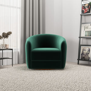 English Elm Ashcroft Furniture - Elise Mid Century Dark Green Velvet Swivel Chair - Solid Wood Frame, Plush Foam Seating, Versatile Accent B183P231865