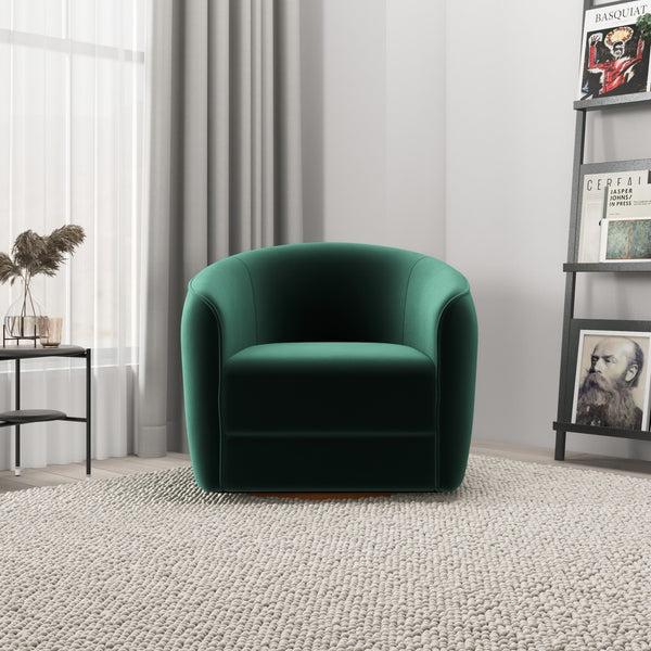 English Elm Ashcroft Furniture - Elise Mid Century Dark Green Velvet Swivel Chair - Solid Wood Frame, Plush Foam Seating, Versatile Accent B183P231865