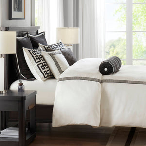 English Elm 8 Queen Jacquard Oversized Duvet Comforter Set with Euro Shams, Decorative Pillows, Plush Polyester fills Multicolor 22.83 L x 18.9 W x 16.14 H B035P319229