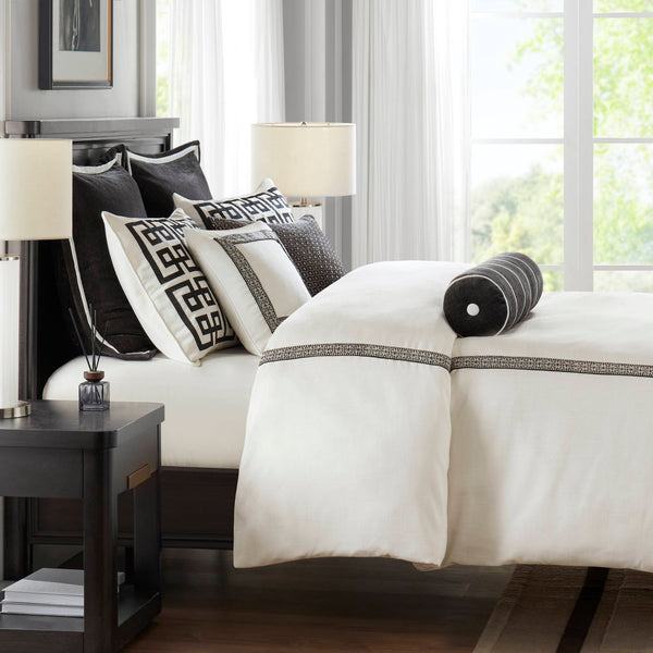 English Elm 8 Queen Jacquard Oversized Duvet Comforter Set with Euro Shams, Decorative Pillows, Plush Polyester fills Multicolor 22.83 L x 18.9 W x 16.14 H B035P319229