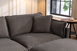 English Elm Modern Chenille Sectional Sofa Modular Sleeper with Ottoman Chaise and Waist Pillows Antique Grey W2530S00021