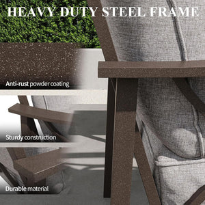 English Elm Set of 2 Outdoor Steel Armchairs Powder Coated Matte Frame with Cushioned Patio Seating Gray+ Khaki B082P455143
