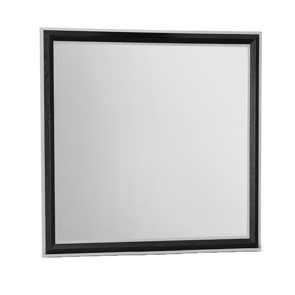 English Elm ADELAIDE Grey Black Mirror with Sleek Silver Finish, MDF Frame, Large Scale Reflective Wall Accent B201P215683