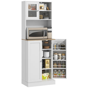 English Elm HOMCOM 63" Kitchen Pantry Cabinet with 5-Tier Shelves, Two Adjustable Shelves, Anti-Tip Safety White W2225P217120