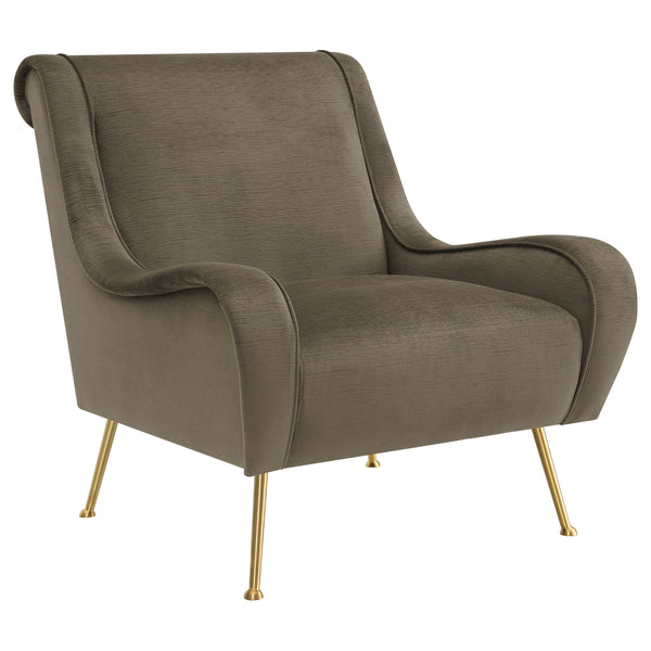 English Elm Lundy Truffle Romantic Mid-Century Accent Chair with Textured Upholstery, Welt Trim & Gold Legs B062P358333