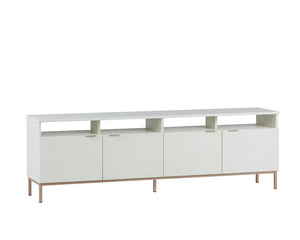 Sunpan Ambrose Modular Media Console & Cabinet - Elegant Oak Design with Stylish Soft Close Doors Champagne Gold / Cream