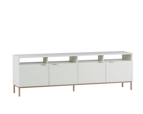 Sunpan Ambrose Modular Media Console & Cabinet - Elegant Oak Design with Stylish Soft Close Doors Champagne Gold / Cream