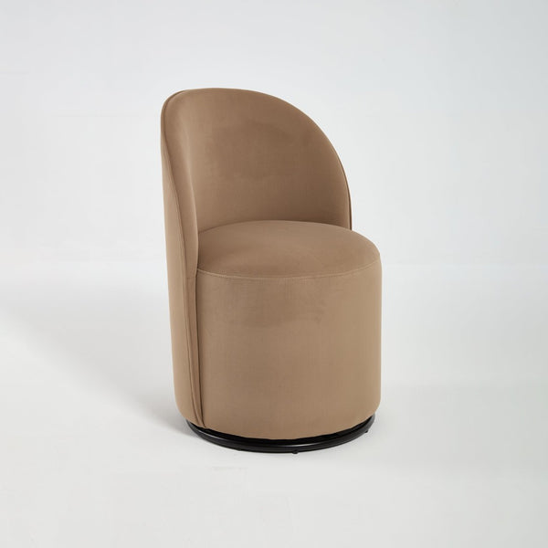 English Elm Set Velvet Swivel Barrel Accent Chair Mid Century Ergonomic Seat for Dining Vanity Brown W3244P308283
