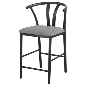 English Elm Tazman Wishbone Inspired Counter Stools Set of Two Grey Fabric Mid-century Dining B062P441114