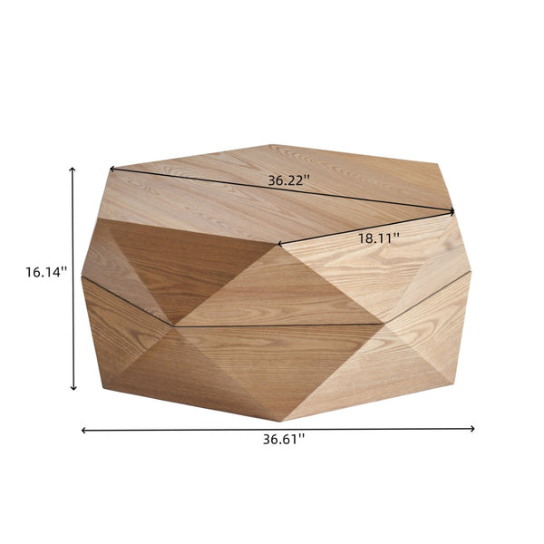 English Elm 36.61'' Polygon Flip Top Coffee Table Wood Veneer Hidden Storage Retro Living Room W757P347495