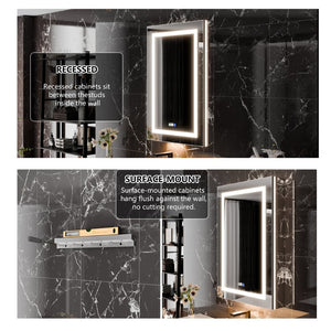 English Elm Smart Led Medicine Cabinet with Anti-fog Mirror Gfci Outlet Dimming Bathroom Storage W637P382875