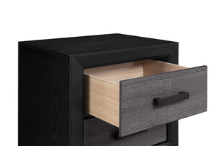 English Elm SOLUTO Rustic Grey & Black Nightstand – Urban Farmhouse Solid Wood + MDF, 2 Drawers & Metal Hardware B201P215852