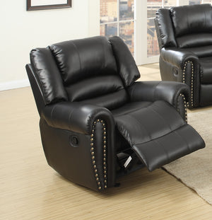 English Elm Modern Oversized Manual Recliner Chair Glider in Bonded Leather with Nailhead Trim and Plush Support Black 41 L x 31 W x 27 H B011P205581