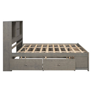 English Elm King Solid Wood Platform Bed with 8 Drawers and Storage Headboard, Durable MDF Frame, 500lb Capacity Gray GX000454AAE