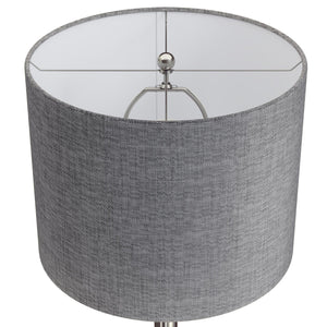 English Elm Lenuxe 24" Contemporary Metal Table Lamp Set of 2 with Metallic Linen Drum Shade and 3-Way Switch Grey B202P224069