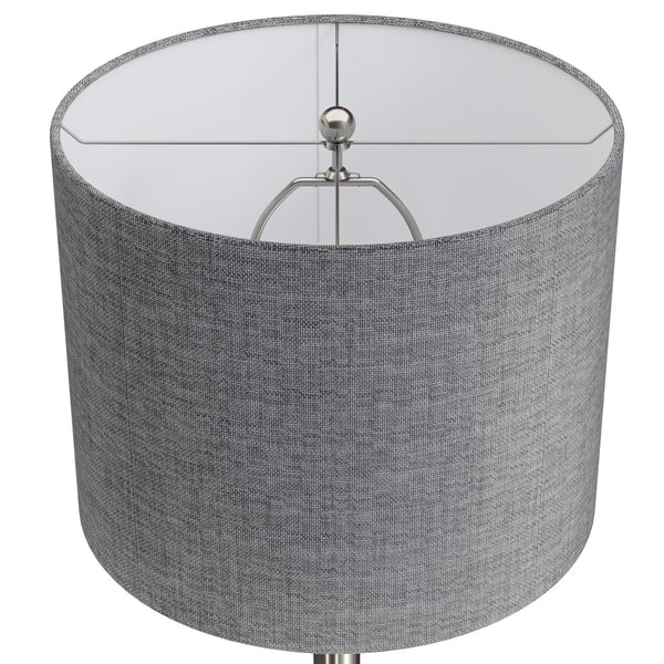 English Elm Lenuxe 24" Contemporary Metal Table Lamp Set of 2 with Metallic Linen Drum Shade and 3-Way Switch Grey B202P224069