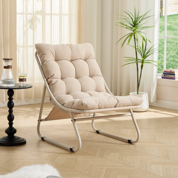 English Elm Patio Sling Lounge Chair with Ottoman Steel Frame Cushioned Indoor Outdoor Seat W640P443420