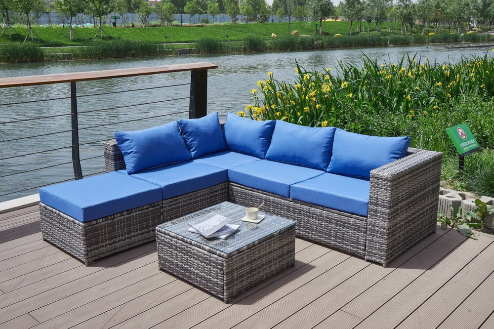 English Elm Patio Sofa With All-Weather Cushions For Stylish Outdoor Relaxation And Entertaining Spaces B205S00063-GIGA