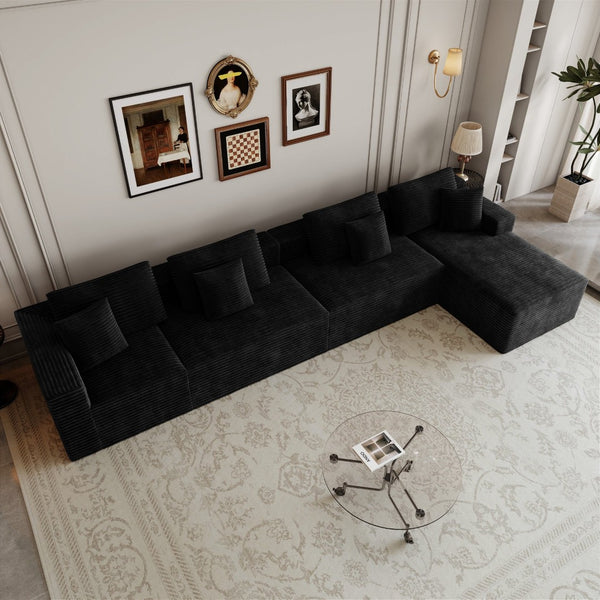 English Elm 165.3*68.9"modular Sectional Sofa 7pc Plush Corduroy Couch for Living Room Apartment W3819S00157