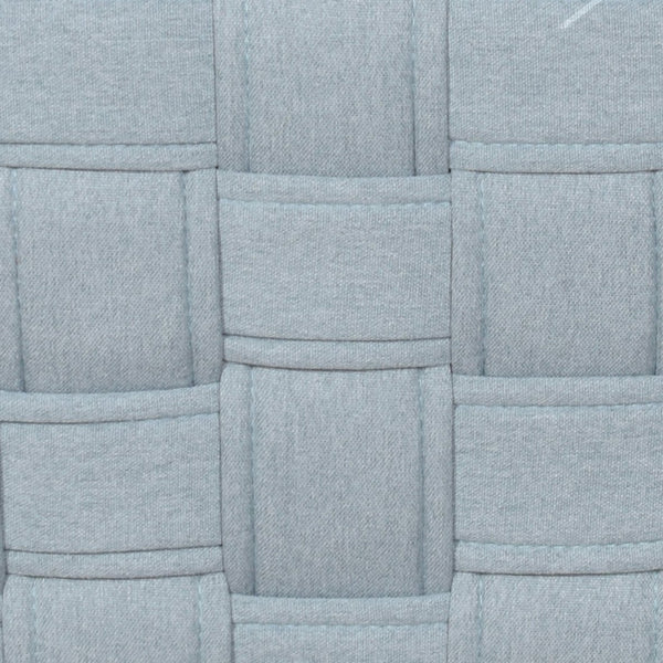 English Elm Light Teal Round Coffee Table with 15mm Chenille Top, Knitted-Texture Base & Natural Wood Finish B062P209114