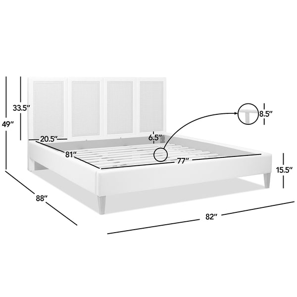 English Elm Jennifer Taylor Home - Toscana King Platform Bed - Elegant Upholstered Cane Back Design In Antique White For Versatile Style B2719P385737