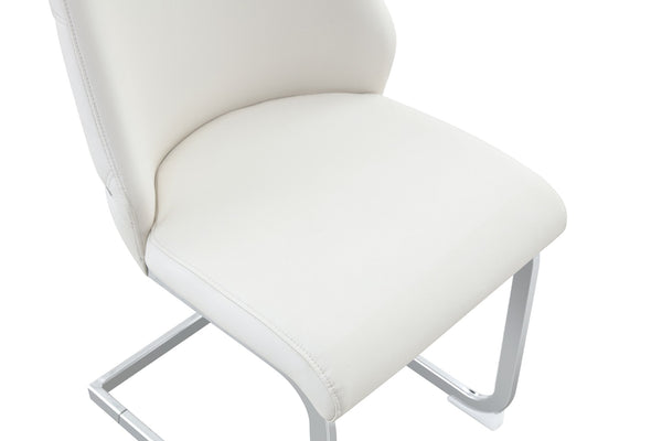 English Elm Dining Chairs Set Of 4 - Modern High-Back White Faux Leather With Gold Mesh And Chrome Accents W3493P356224