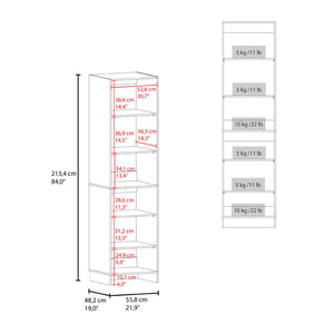 English Elm Maplewood Slim Vertical Closet Cabinet for Small Spaces with Upper Enclosed Storage B092S00300