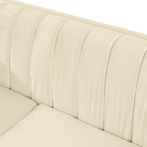English Elm 69 Inch Italian Velvet Loveseat Tufted Victorian Glam Sofa with Gold Steel Trim W1191S00048