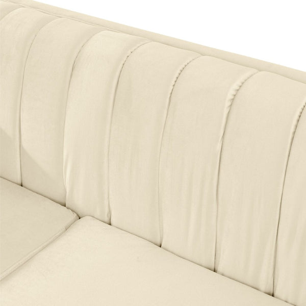 English Elm 69 Inch Italian Velvet Loveseat Tufted Victorian Glam Sofa with Gold Steel Trim W1191S00048