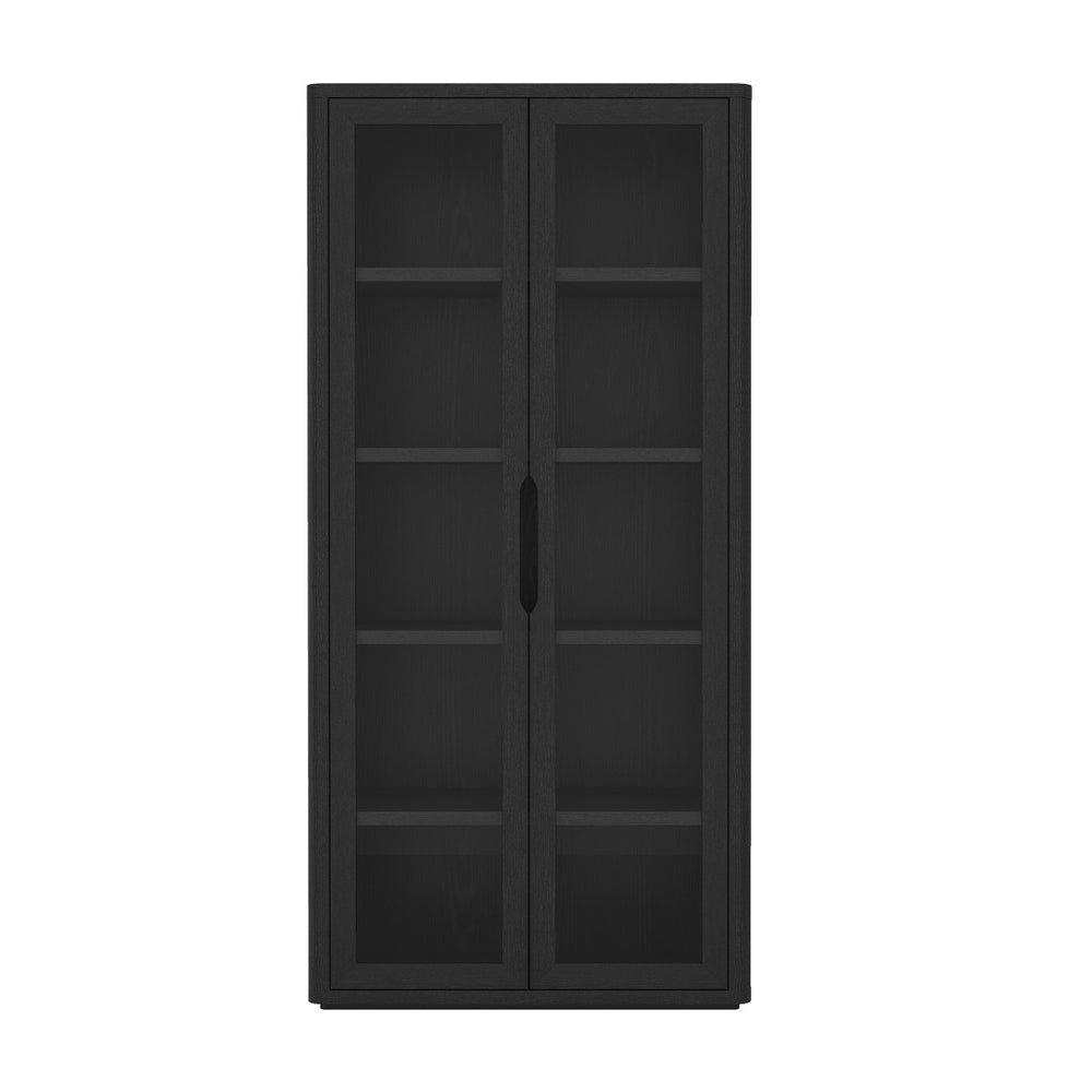 English Elm Rivington 38" Modern Black Bookcase Cabinet With Glass Doors, Adjustable Shelves & Soft-Close Hinges B365S00015-GIGA
