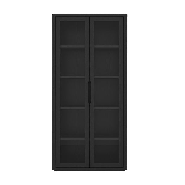 English Elm Rivington 38" Modern Black Bookcase Cabinet With Glass Doors, Adjustable Shelves & Soft-Close Hinges B365S00015-GIGA