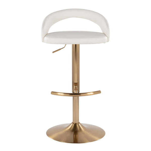 English Elm Adjustable Swivel Barstools Set of Two with Chrome Base Mid-century Kitchen Counter Seating White B202S01980