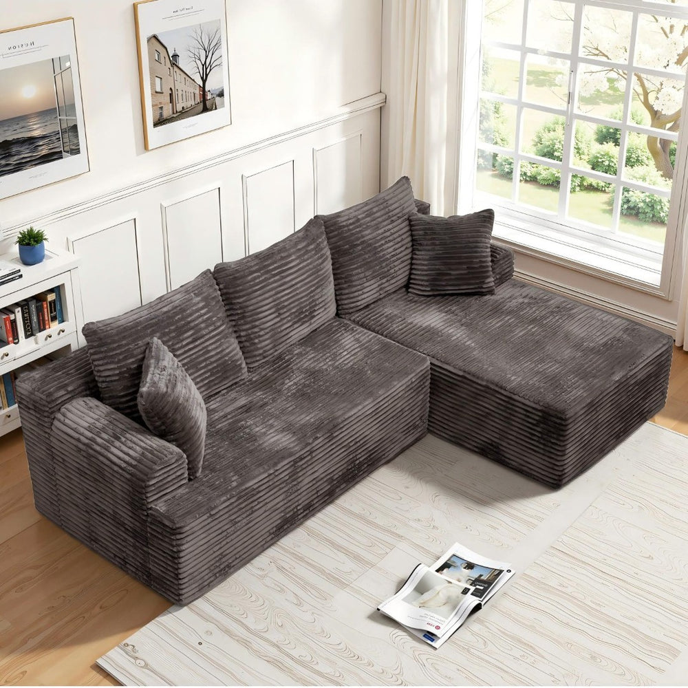 English Elm Modern Chenille Sectional Sofa with Chaise Modular L Shape Living Room Lounge W3653P443570