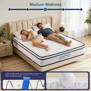 English Elm 10 Inch King Hybrid Mattress Memory Foam Pocket Springs Cooling Cover Certipur W2699P399181