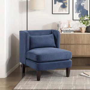English Elm Modern Corduroy Accent Chair with Lumbar Pillow, Upholstered Seat, Stylish Living Room Centerpiece Blue 42 L x 28.5 W x 13.5 H B011P287471