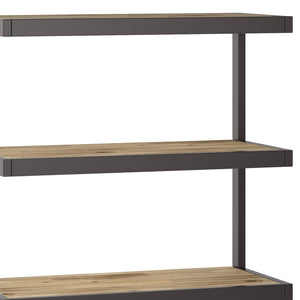 English Elm Erina Solid Acacia Bookcase with Distressed Charcoal Finish, 4 Open Shelves & Industrial Metal Frame Light Brown B136P158621