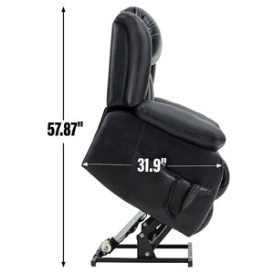 English Elm Dual Motor Power Lift Recliner with Massage Heat and 180 Degree Brown Lounge Chair W1803S00043